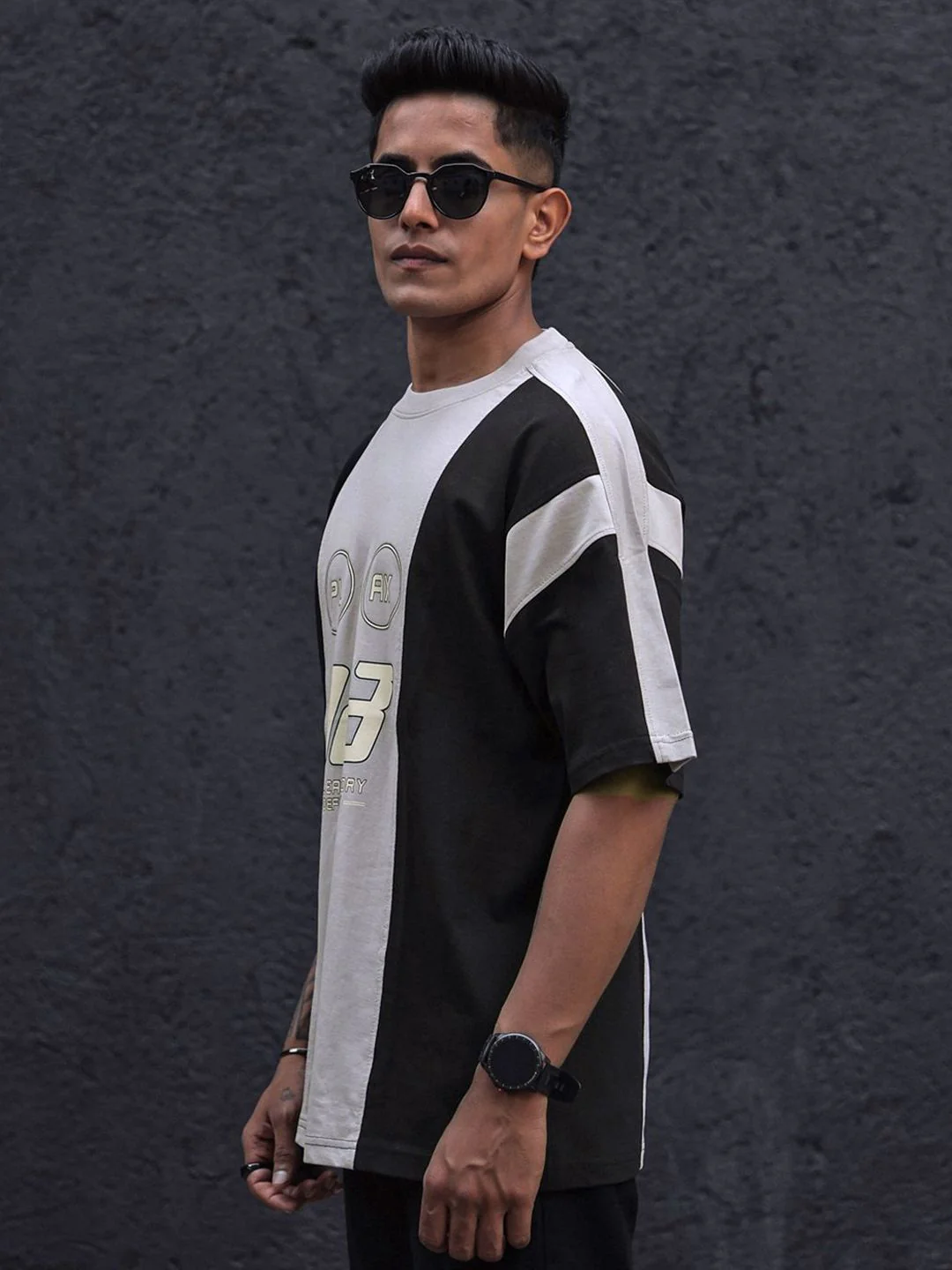 Powerlook Men Typography Colourblocked Drop-Shoulder Sleeves T-shirt - Image 3