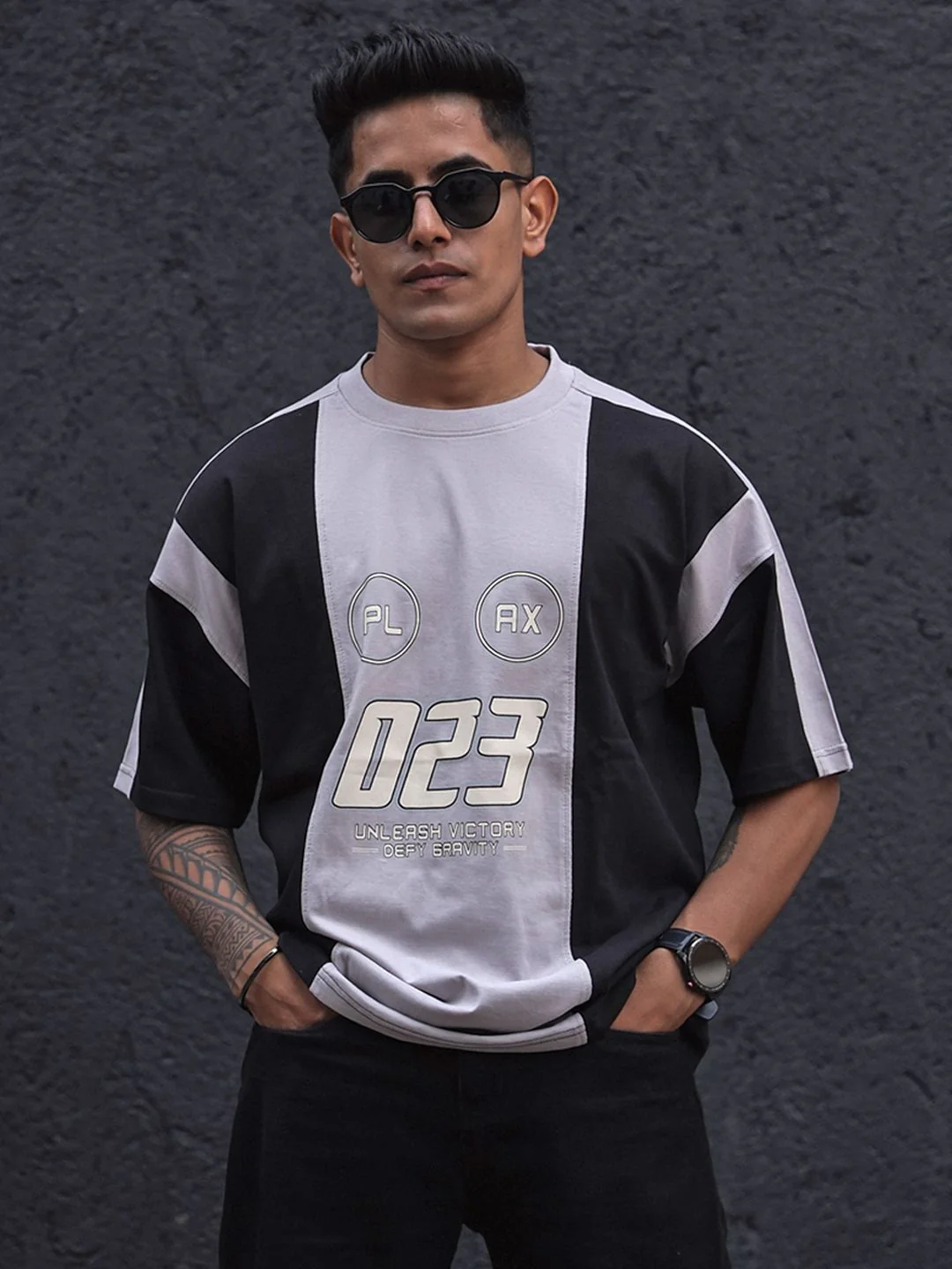 Powerlook Men Typography Colourblocked Drop-Shoulder Sleeves T-shirt - Image 7