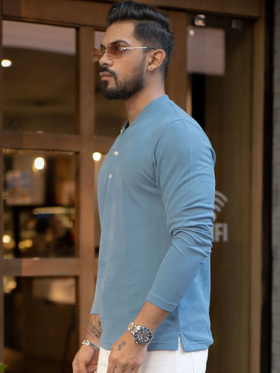 Powerlook Men Typography Henley Neck T-shirt - Image 5