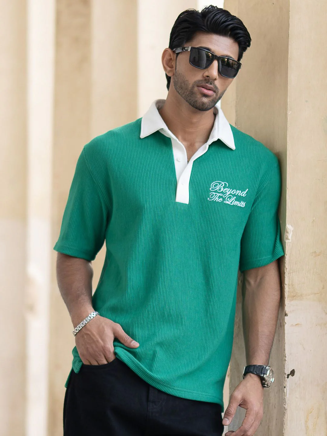 Powerlook Typography Printed Polo Collar T-shirt - Image 6