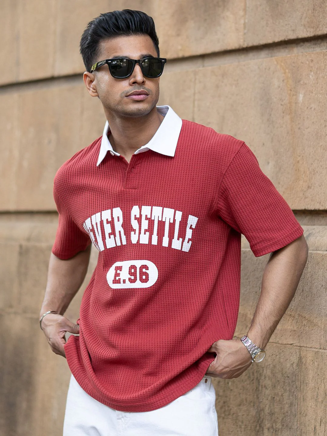 Powerlook Men Typography Printed Polo Collar T-shirt - Image 5