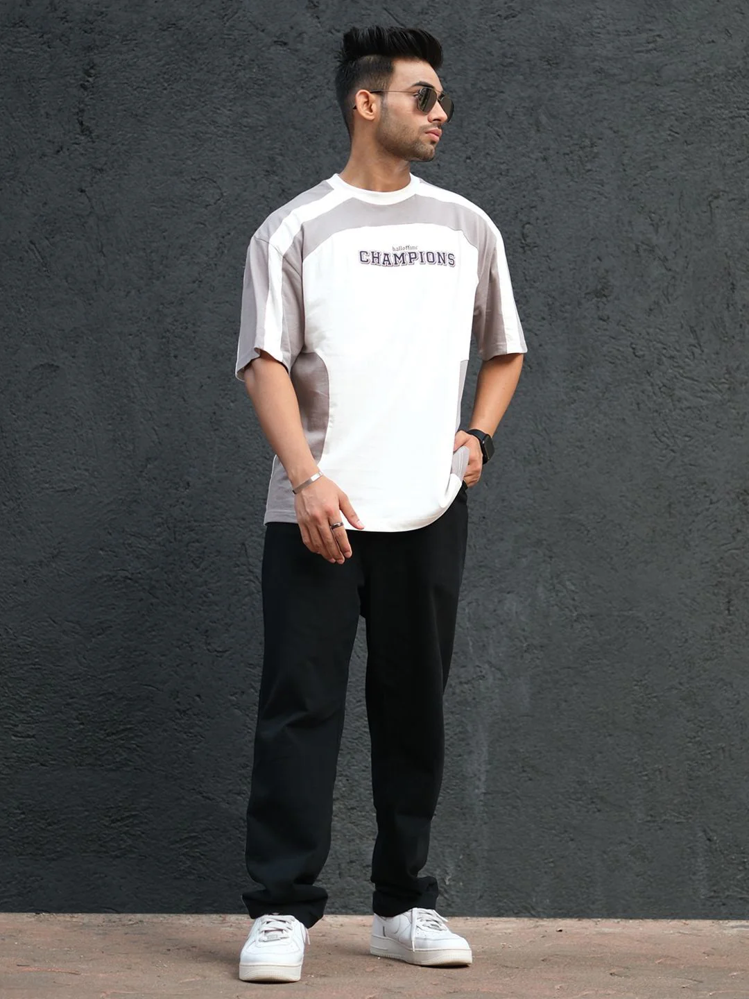 Powerlook Men Typography Printed Round Neck Cotton Oversized T-Shirt - Image 4
