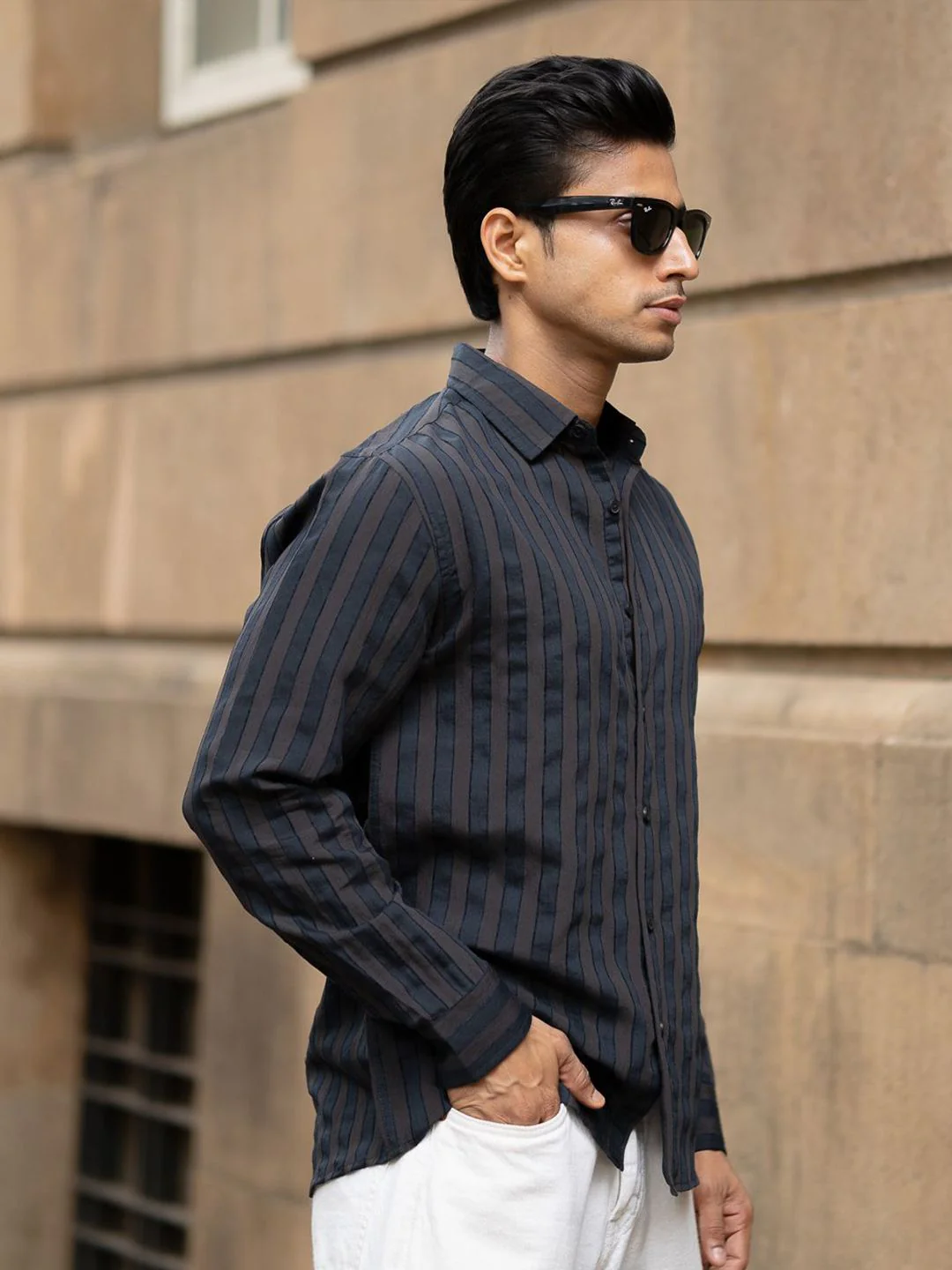 Powerlook Men Vertical Striped Spread Collar Casual Shirt - Image 5