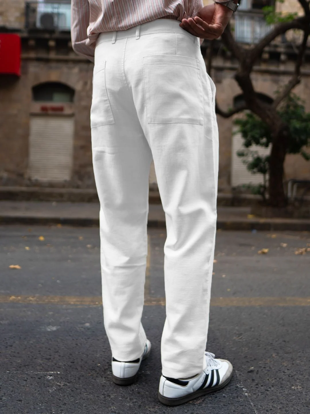 Powerlook Men White Cotton Mid-Rise Regular Fit Trouser - Image 5