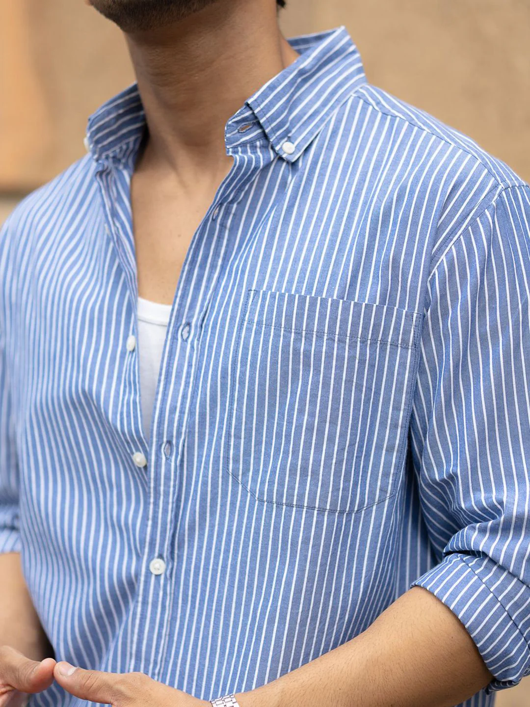 Powerlook Pin Striped Lightweight Pure Cotton Shirt - Image 2