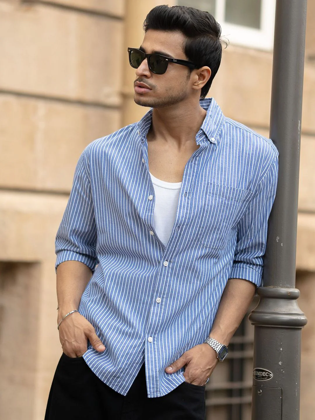 Powerlook Pin Striped Lightweight Pure Cotton Shirt - Image 6