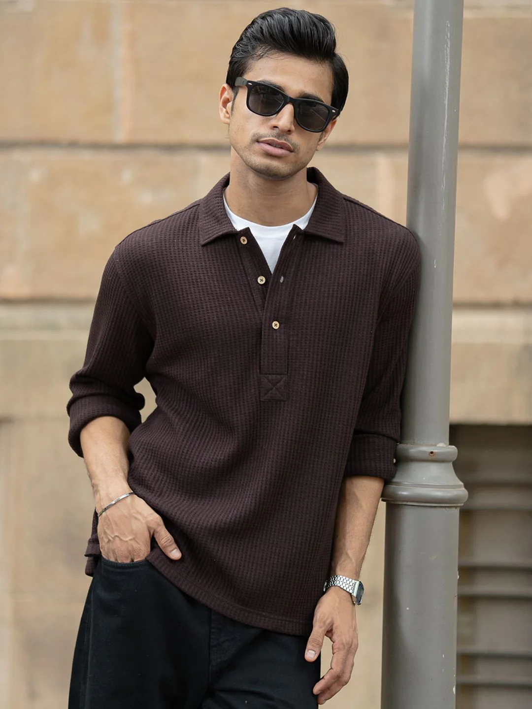 Powerlook Self Design Polo Collar T-shirt - Image 6