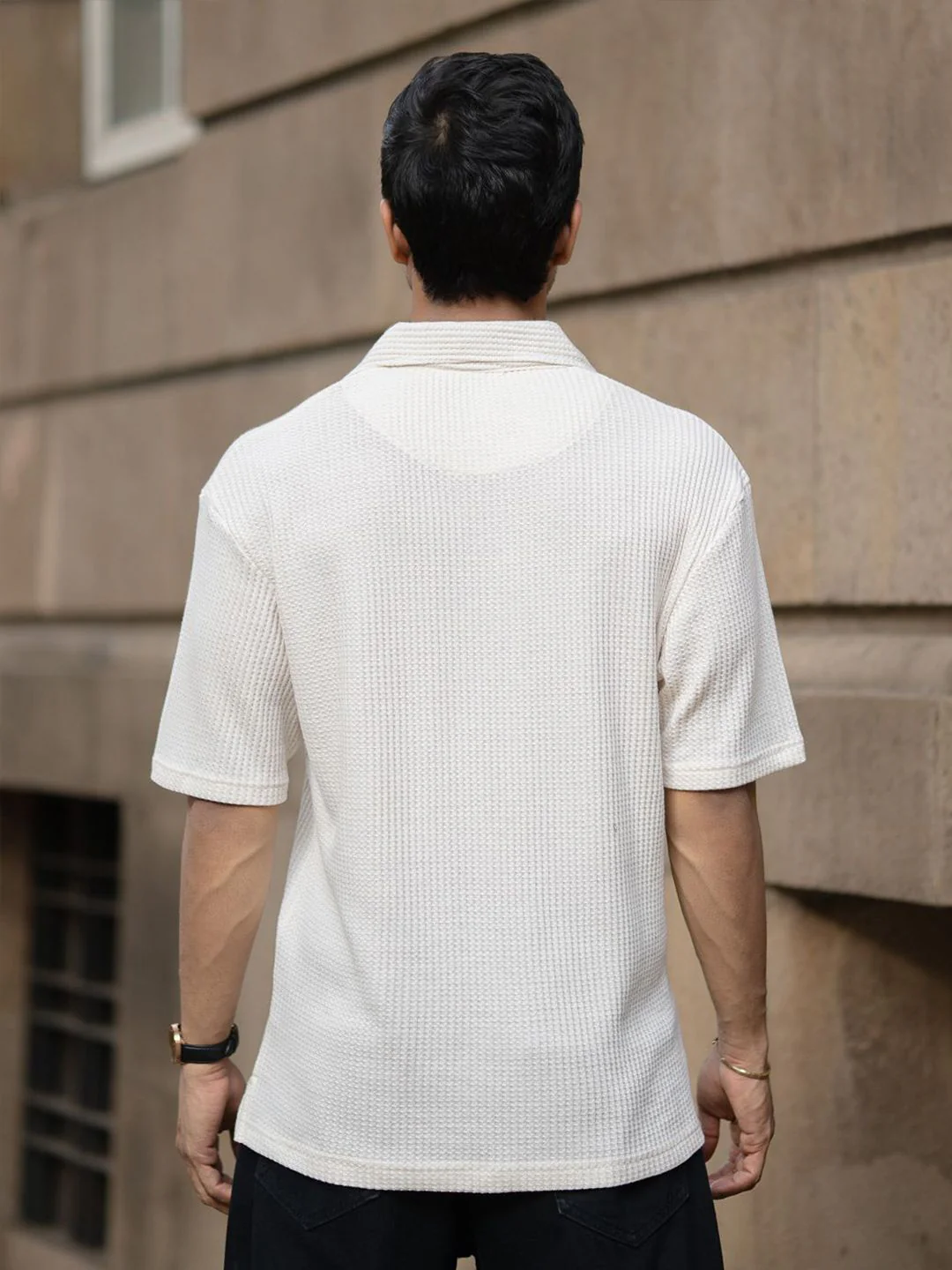 Powerlook Self Design Zipper Polo Drop-Shoulder Sleeves T-shirt - Image 5