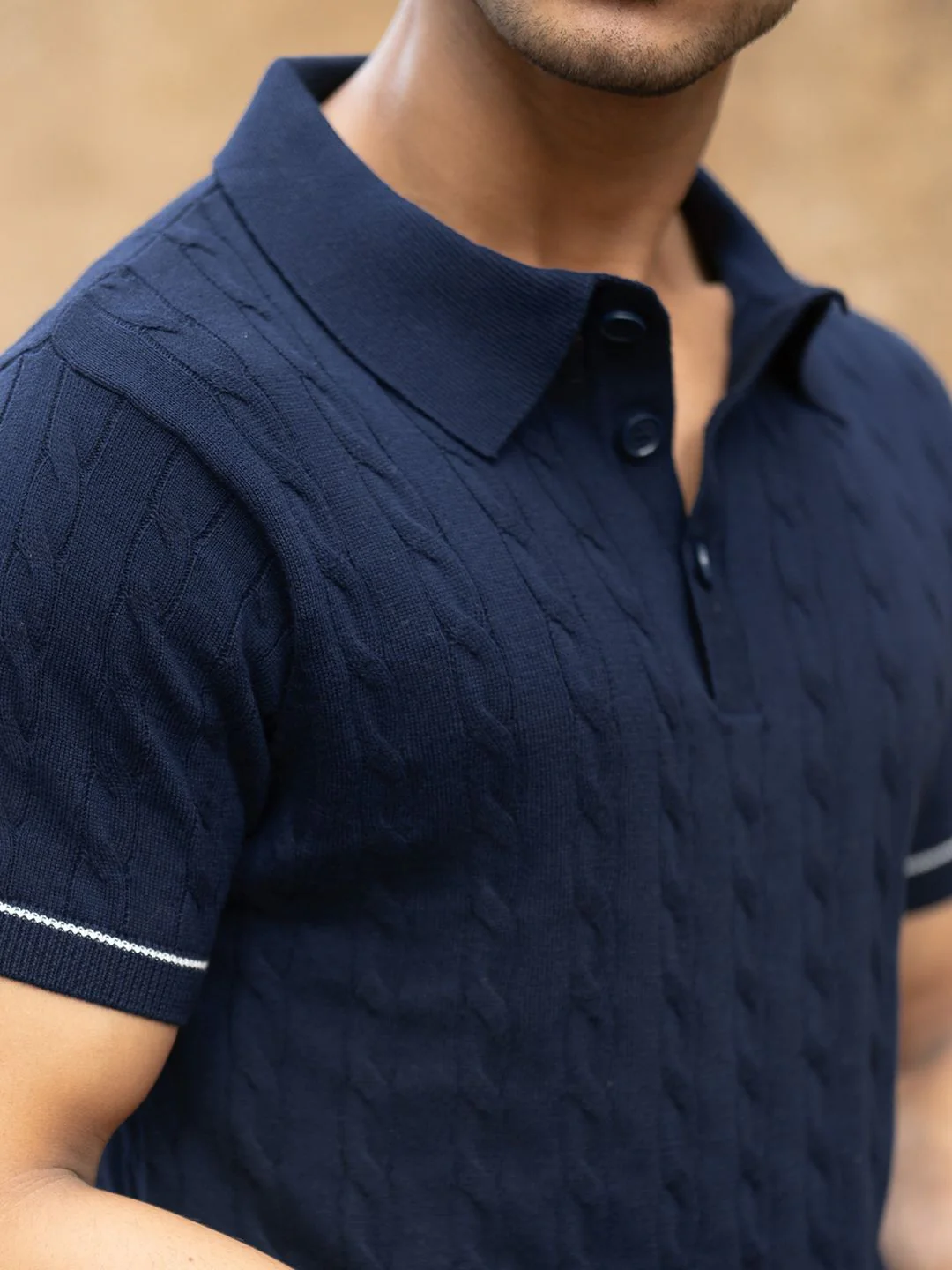 Powerlook SS25 Knitted Polo Collar Pure Cotton T-Shirt - Image 7