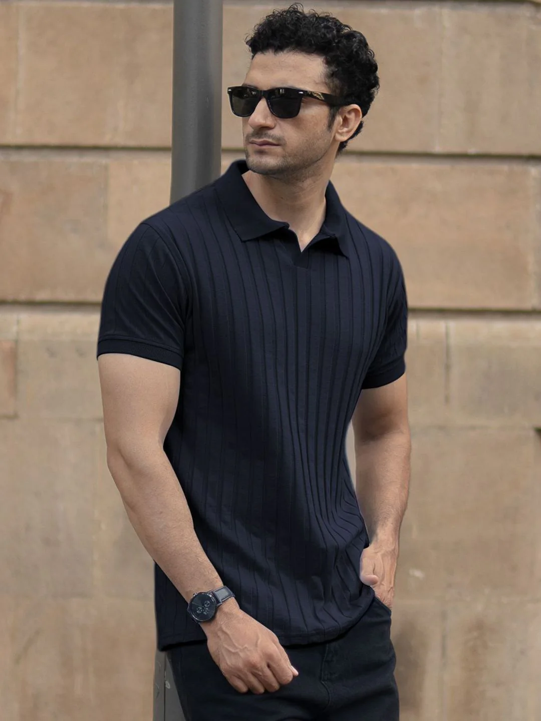 Powerlook SS25 Self Design Polo Collar T-Shirt - Image 6