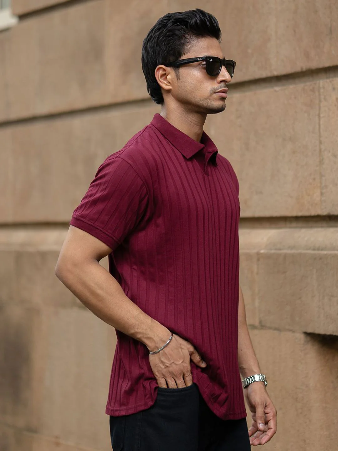 Powerlook SS25 Self Design Polo Collar T-Shirt - Image 3