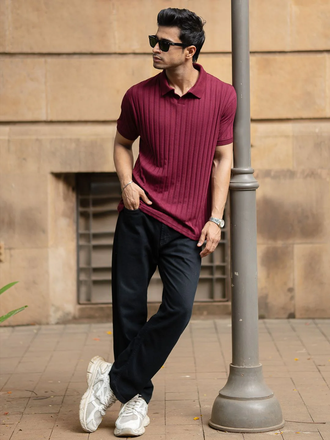 Powerlook SS25 Self Design Polo Collar T-Shirt - Image 4