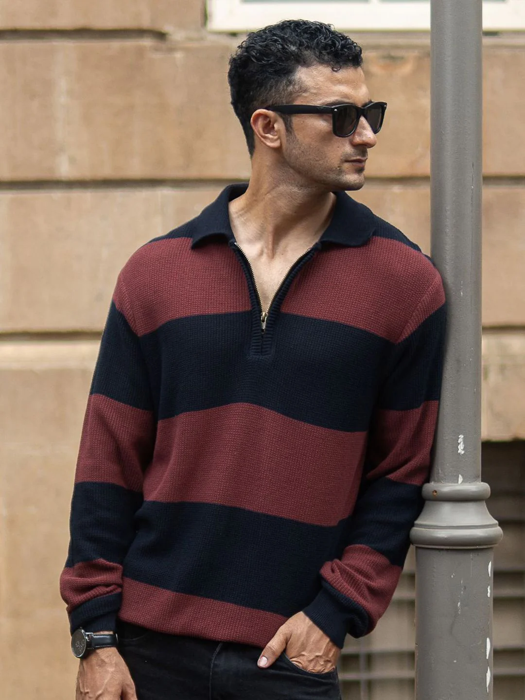 Powerlook SS25 Striped Polo Collar Pure Cotton T-Shirt - Image 2