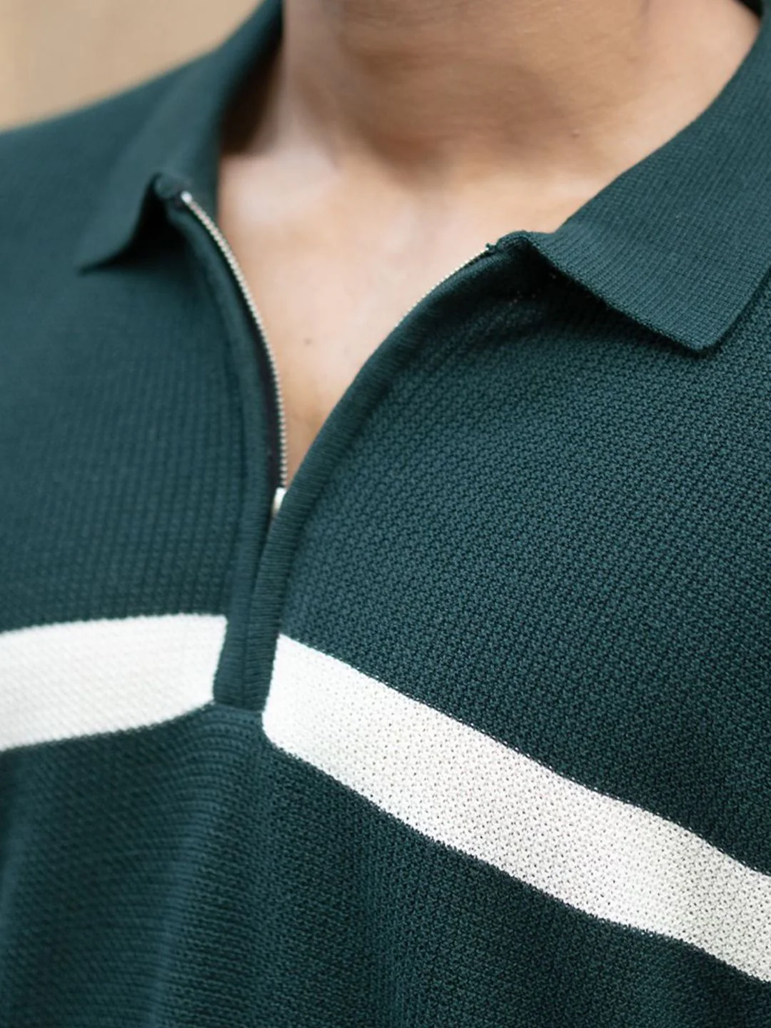 Powerlook Striped Polo Collar T-shirt - Image 2