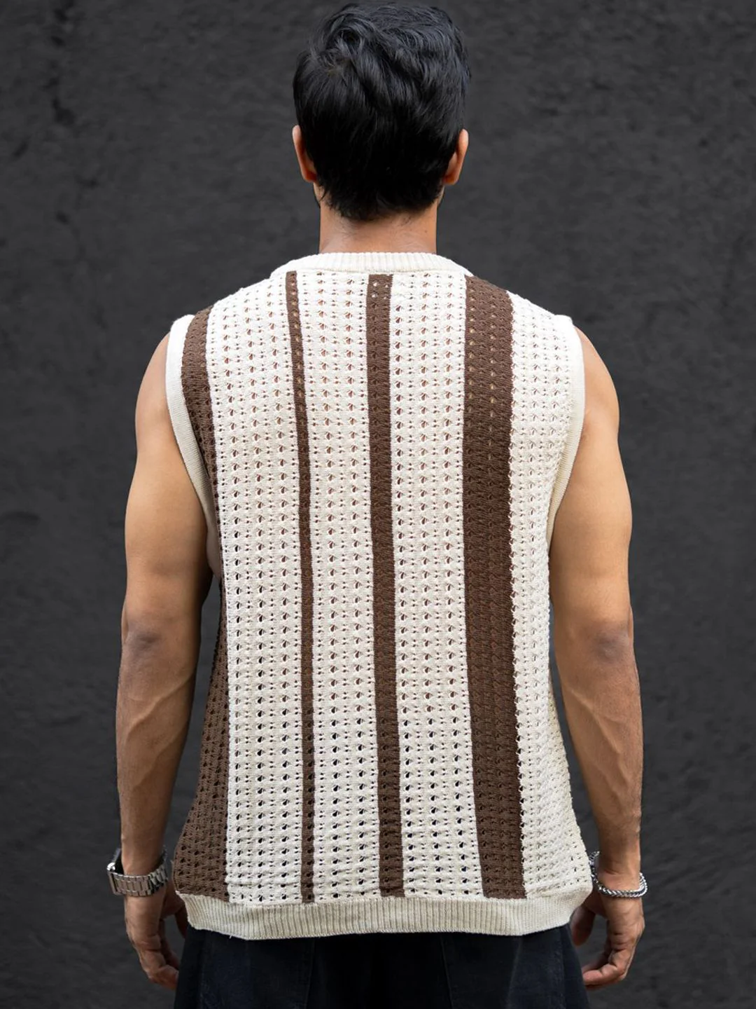 Powerlook Striped Round Neck Sleeveless T-Shirt - Image 5