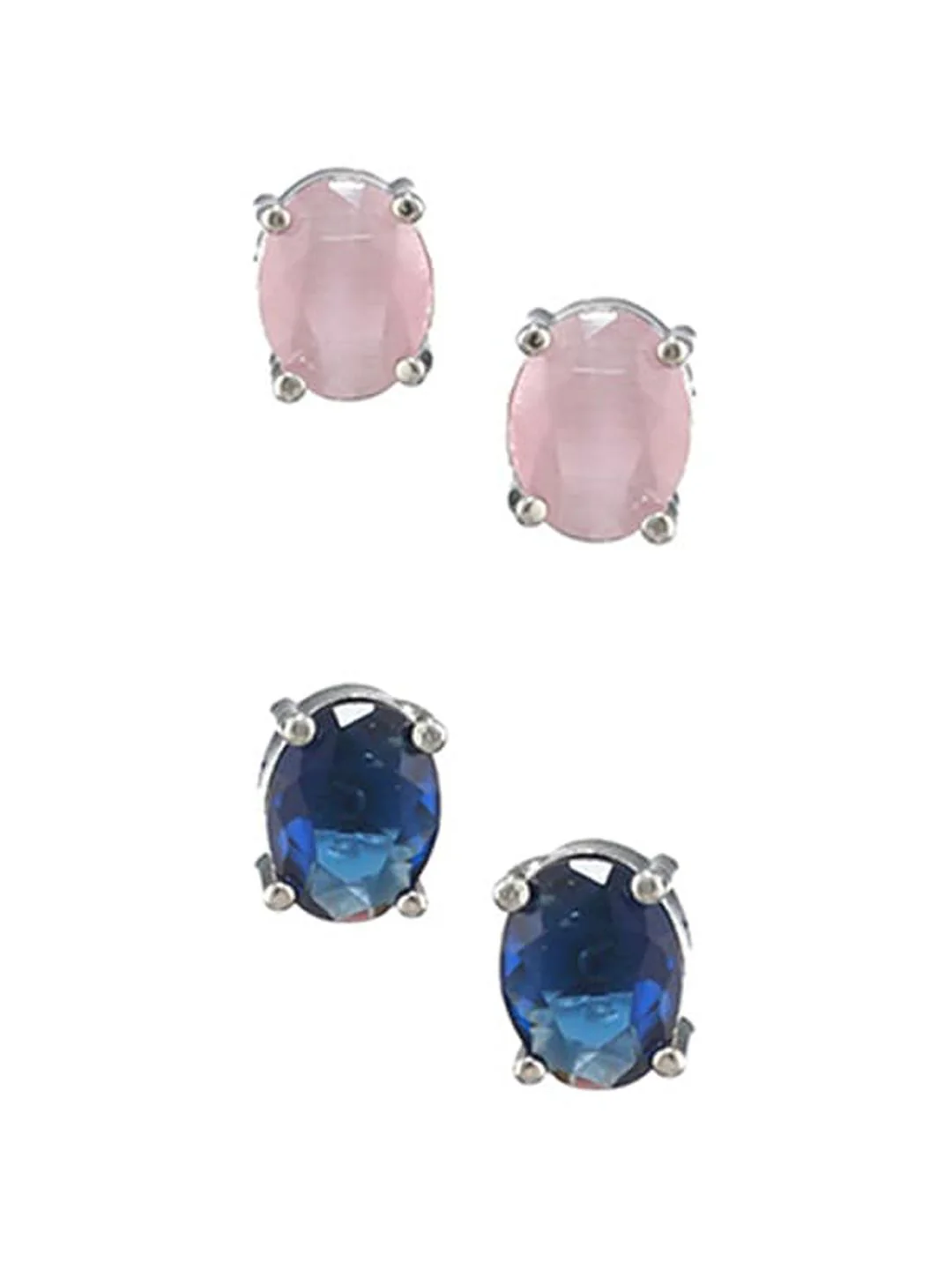 Priyaasi Set OF 5 Silver-Plated Contemporary Studs Earrings - Image 5