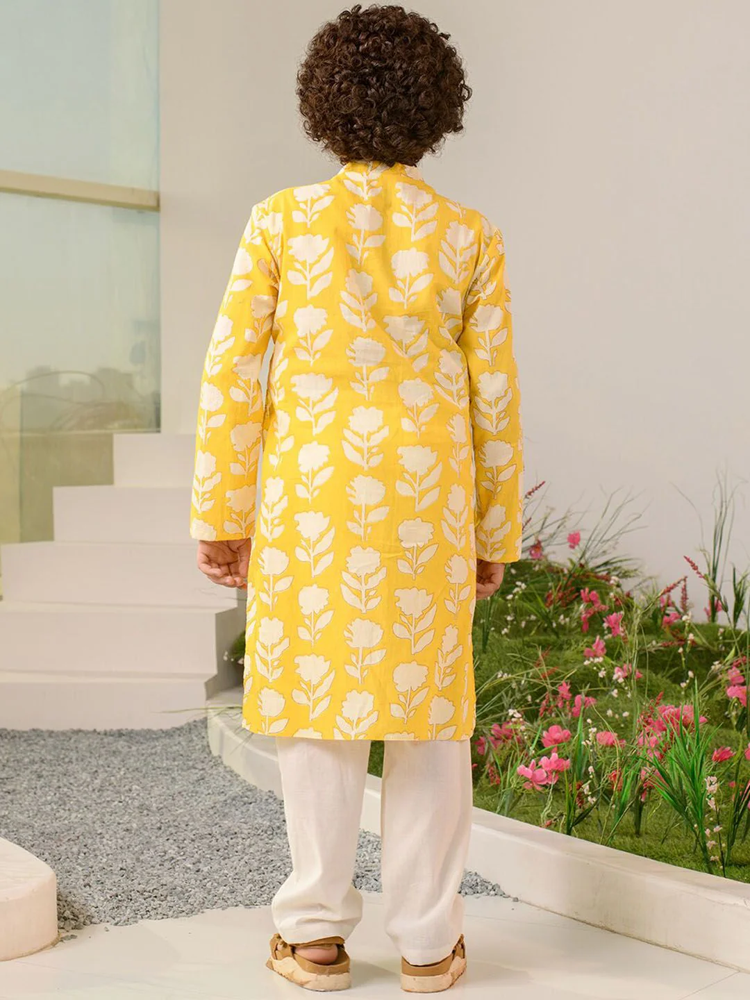 pspeaches Boys Floral Printed Pure Cotton Kurta with Pyjamas - Image 4