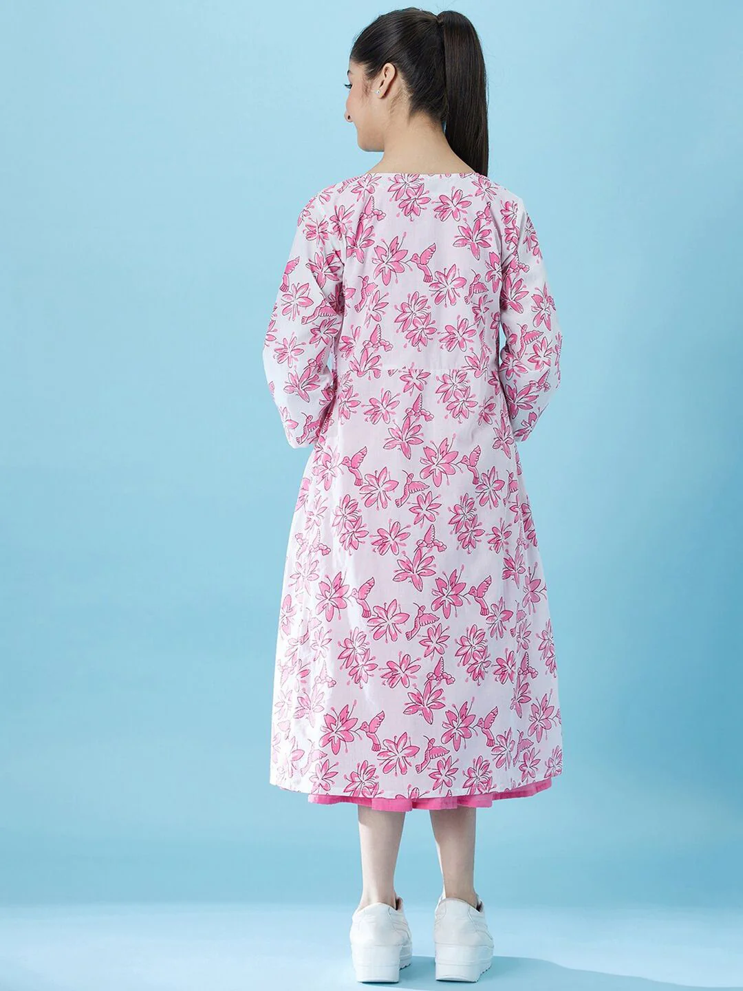pspeaches Girls Fit And Flare Tiered Cotton Midi Dress With Shrug - Image 4