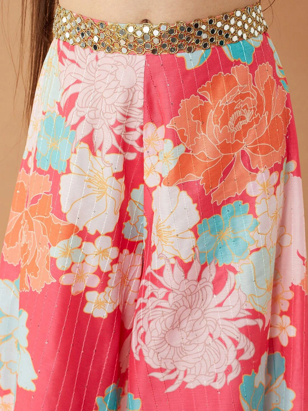 pspeaches Girls Floral Printed Pure Cotton Top with Palazzos - Image 3