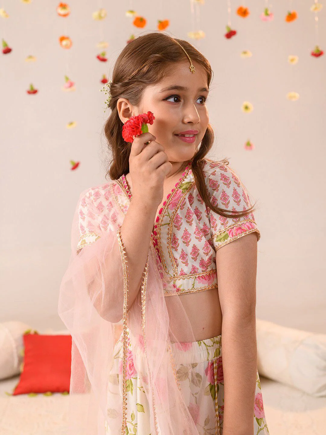 pspeaches Girls Printed Ready to Wear Lehenga & Blouse With Dupatta - Image 2