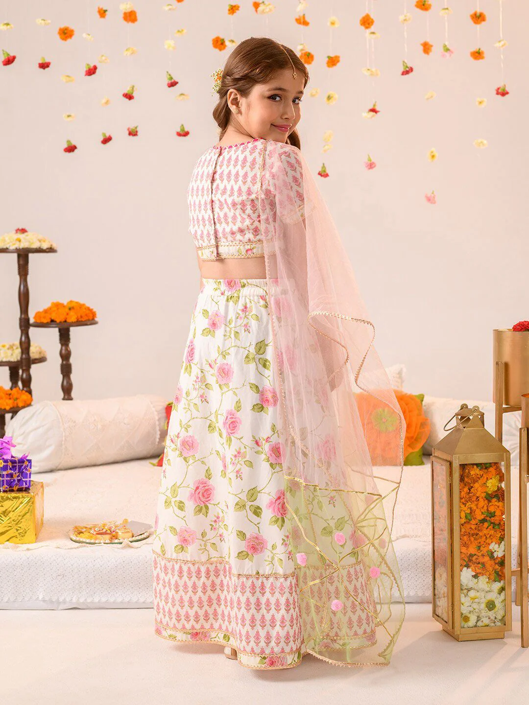 pspeaches Girls Printed Ready to Wear Lehenga & Blouse With Dupatta - Image 4