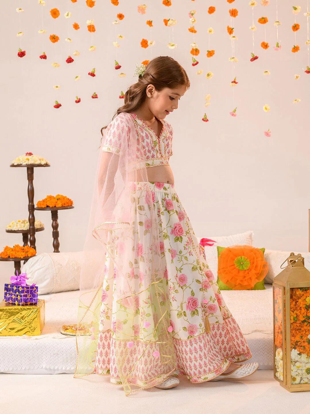 pspeaches Girls Printed Ready to Wear Lehenga & Blouse With Dupatta - Image 5