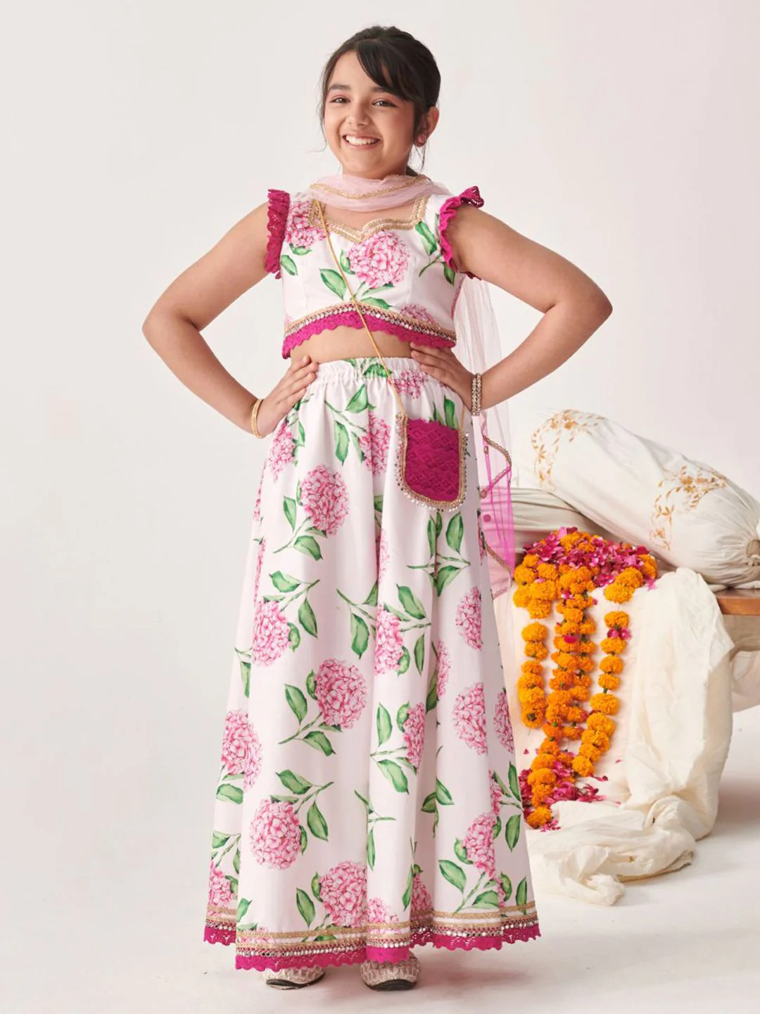 pspeaches Girls Printed Ready to Wear Lehenga & Blouse With Dupatta - Image 4