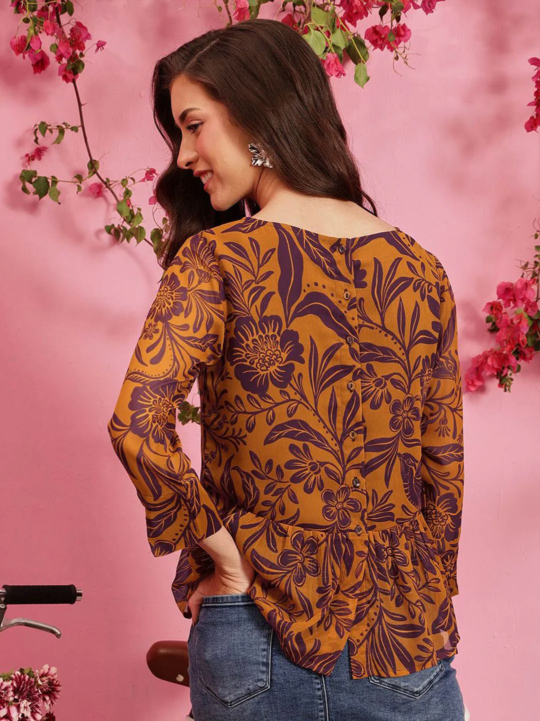 QUIERO Women Floral Print Chiffon Top - Image 5