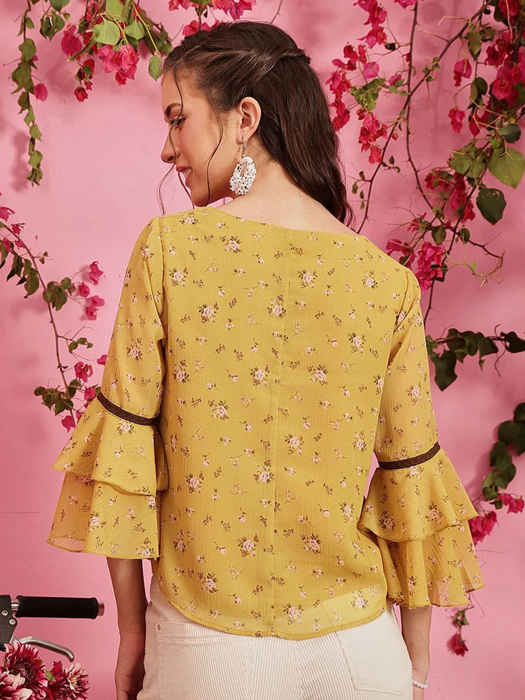 QUIERO Women Floral Print Chiffon Top - Image 5