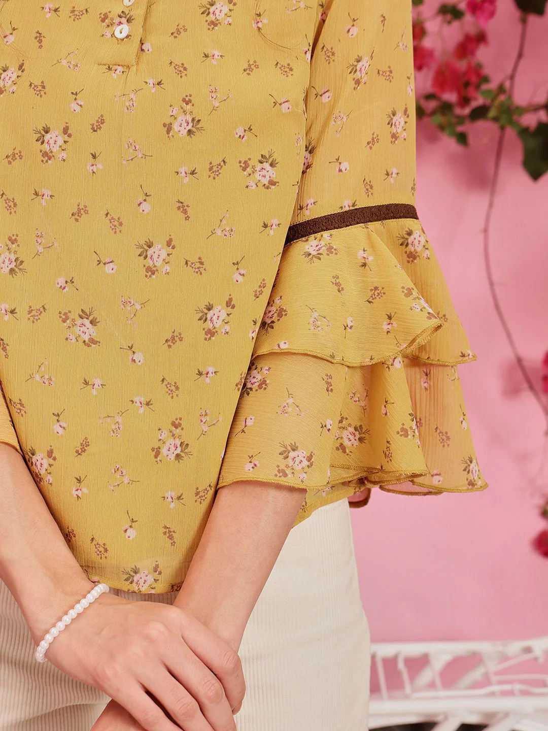 QUIERO Women Floral Print Chiffon Top - Image 7