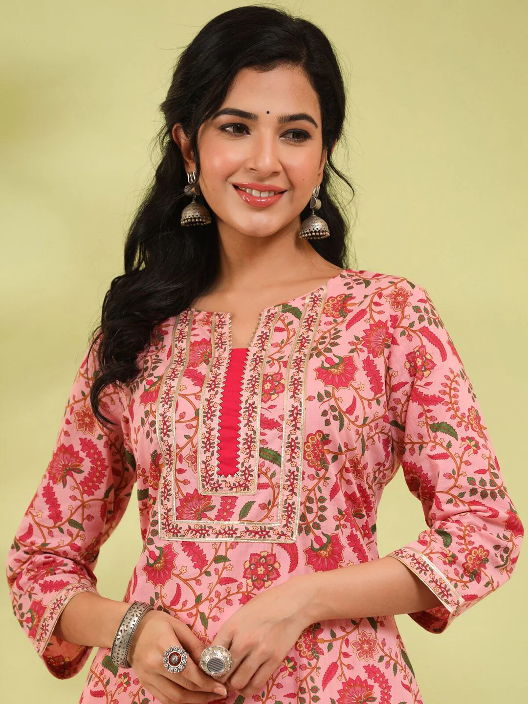 Rain & Rainbow Floral Printed A-line Calf-Length Kurta - Image 4