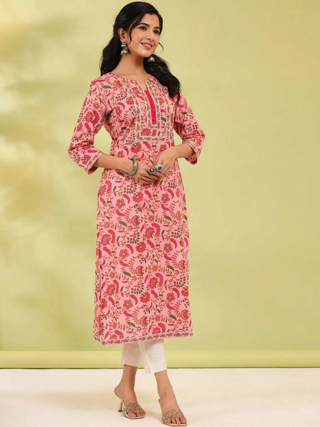 Rain & Rainbow Floral Printed A-line Calf-Length Kurta - Image 5