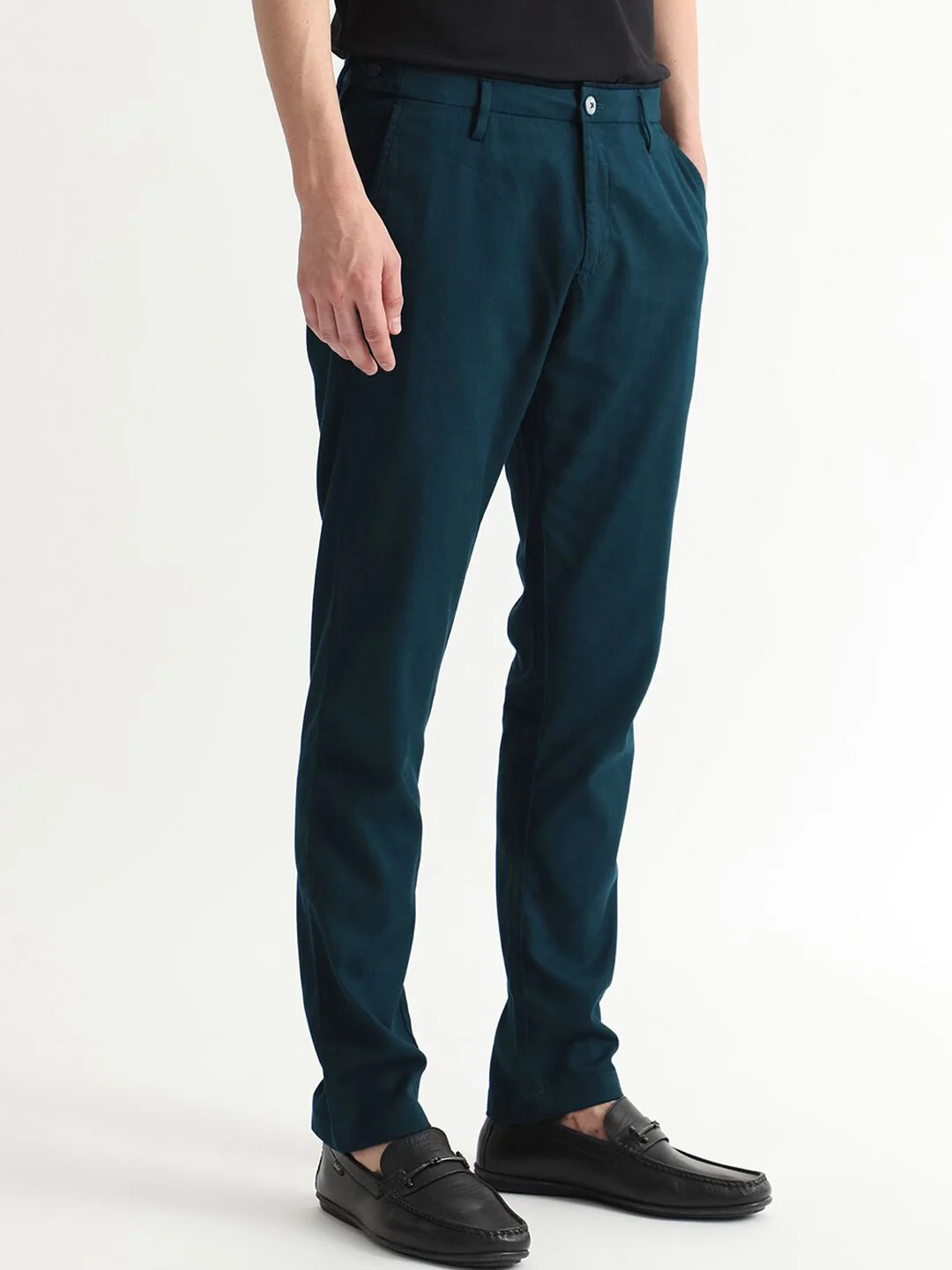 RARE RABBIT Cellular Mid Rise Cotton Slim Fit Trouser - Image 2