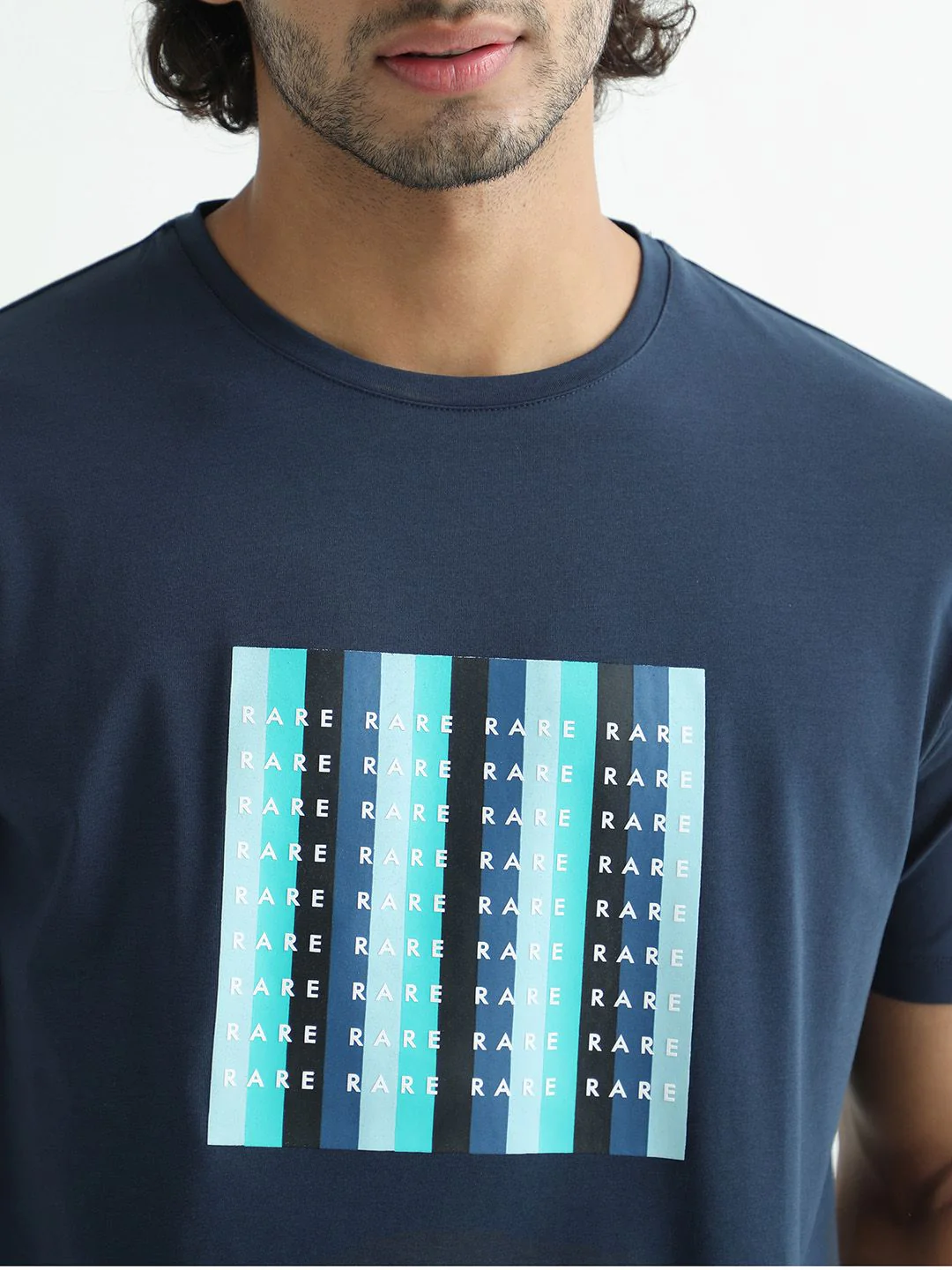 RARE RABBIT Men Acai Graphic Printed Slim Fit Cotton T-Shirt - Image 2