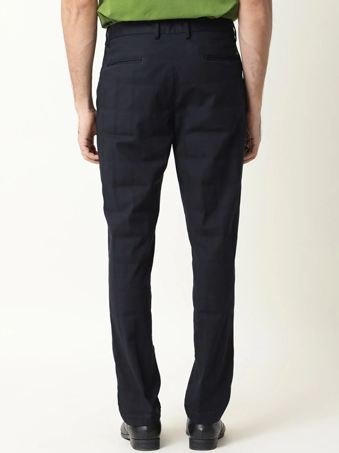 RARE RABBIT Men Alvas Checked Mid Rise Plain Slim Fit Trouser - Image 3