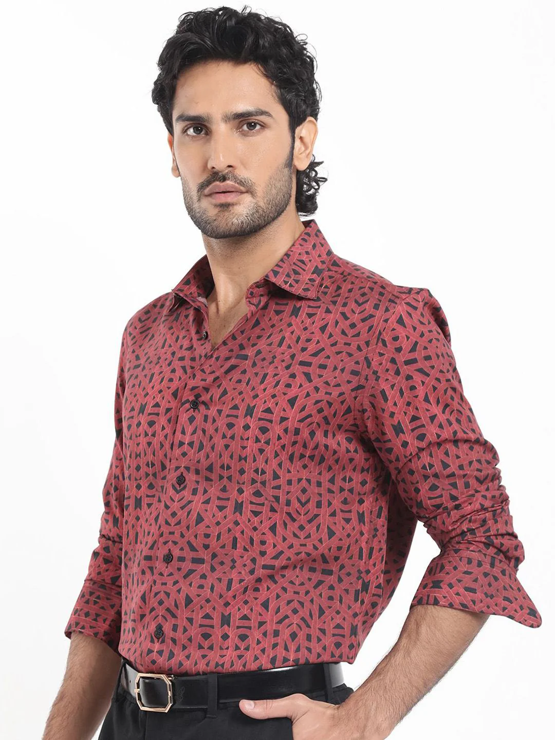 RARE RABBIT Men Betel Regular Fit Geometric Printed Shirt - Image 5
