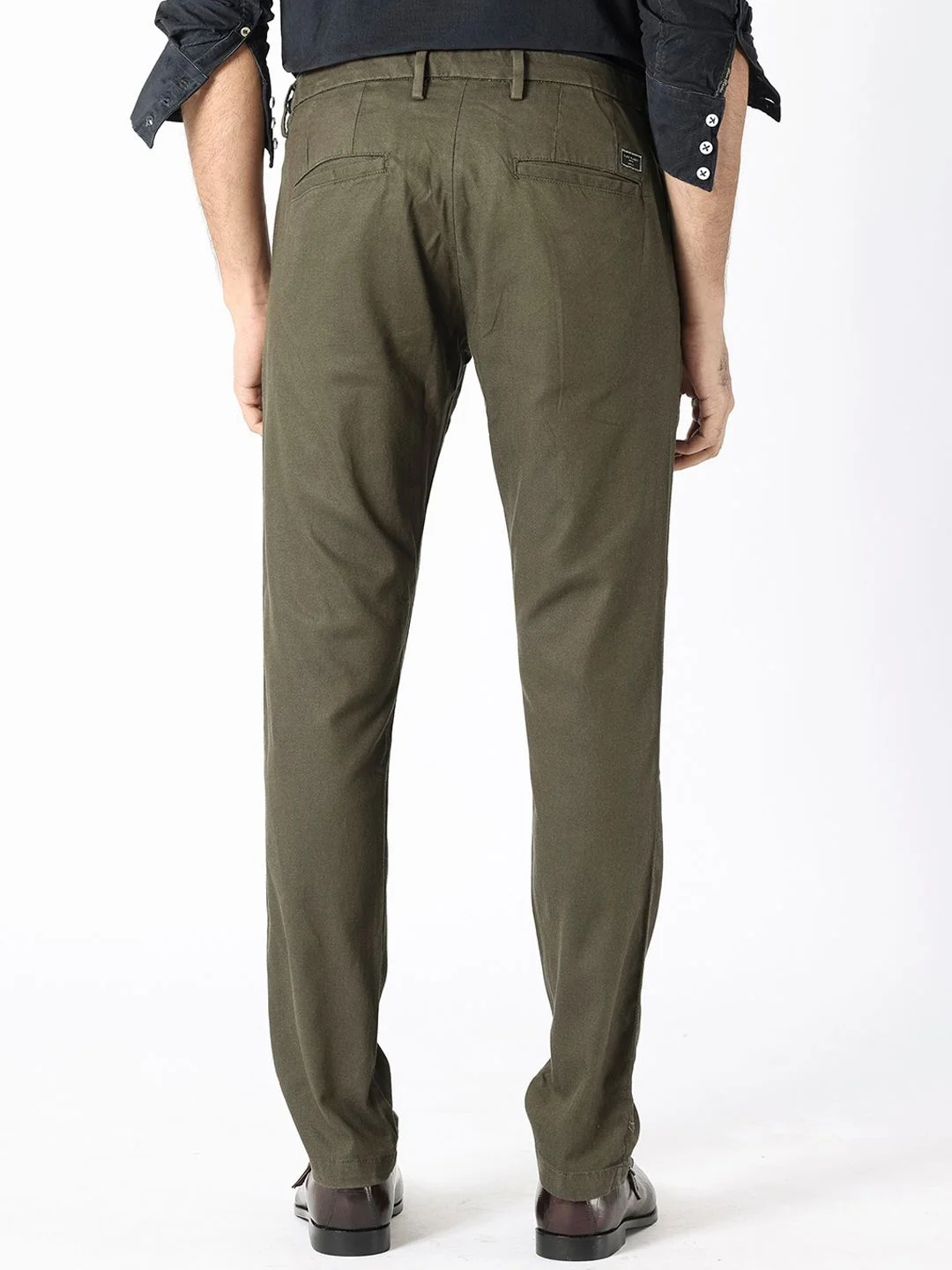 RARE RABBIT Men Cellular Mid-Rise Slim Fit Cotton Trouser - Image 4
