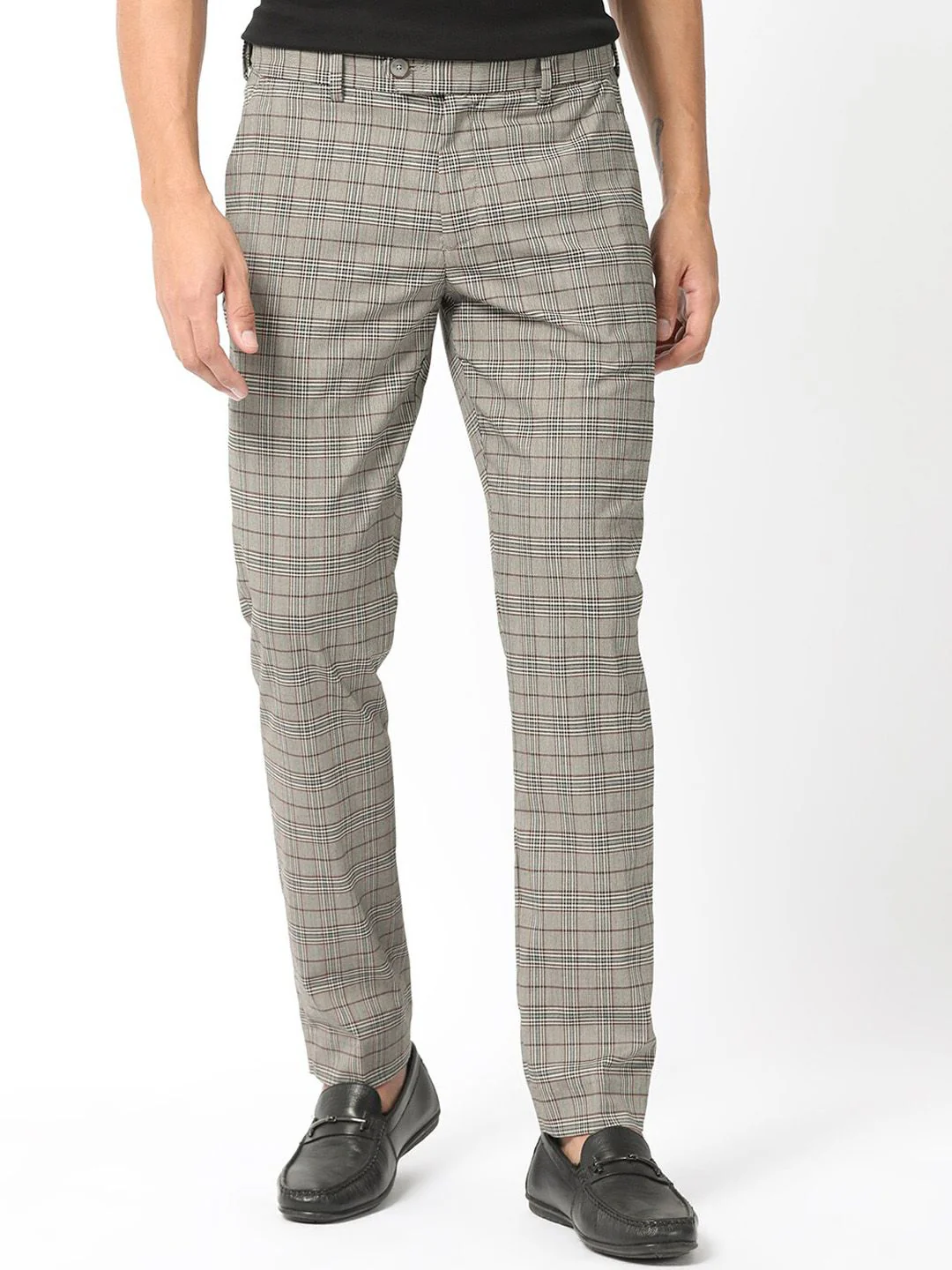 RARE RABBIT Men Checked Slim Fit Trousers - Image 3