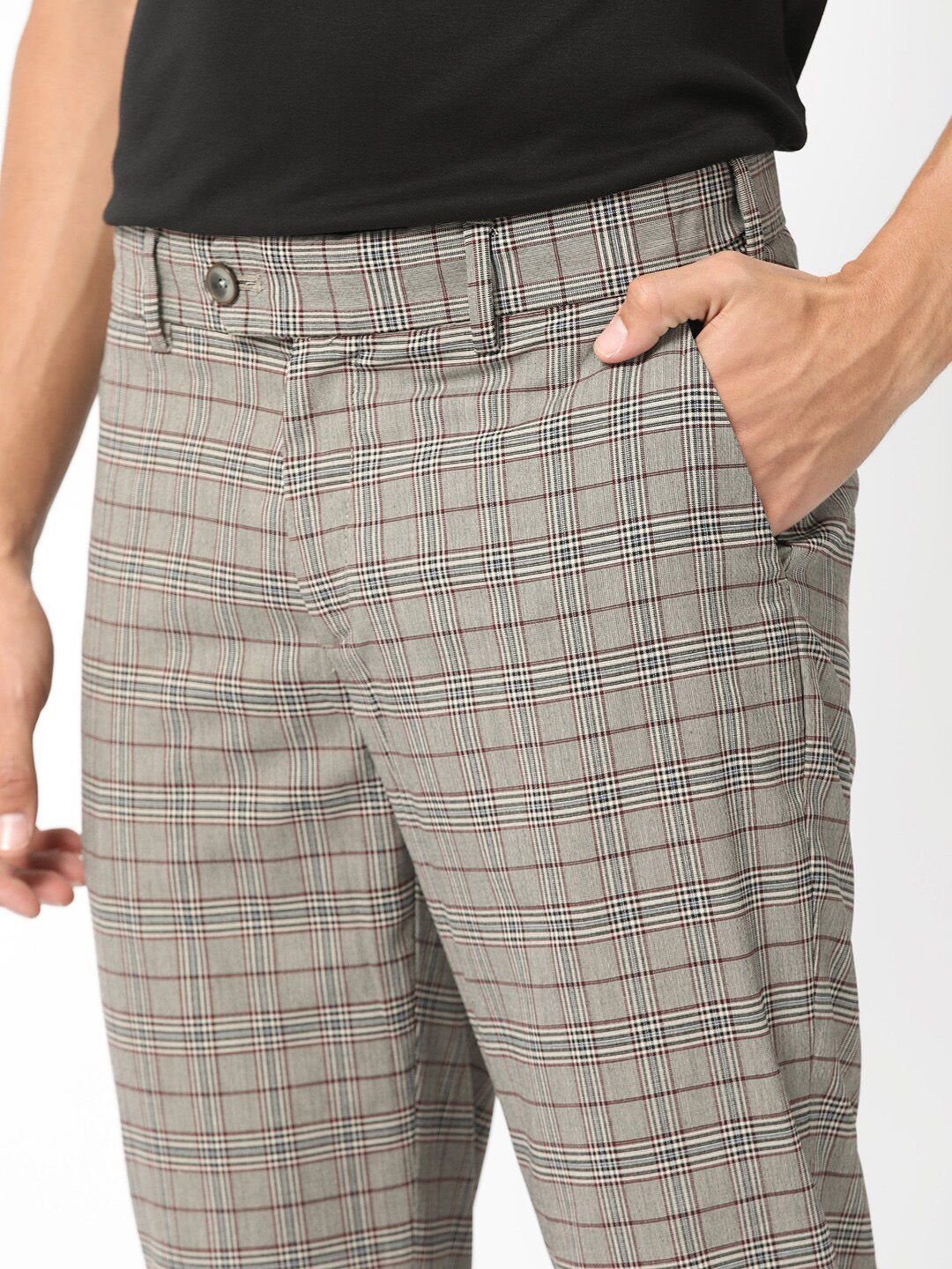 RARE RABBIT Men Checked Slim Fit Trousers - Image 6