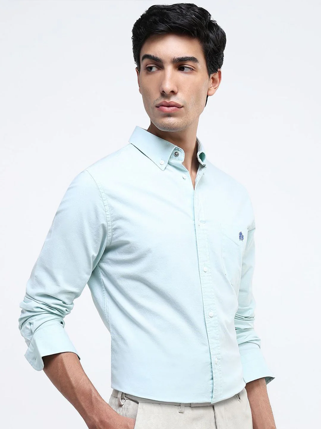 RARE RABBIT Men Comfort Button-Down Collar Solid Cotton Formal Shirt - Image 3