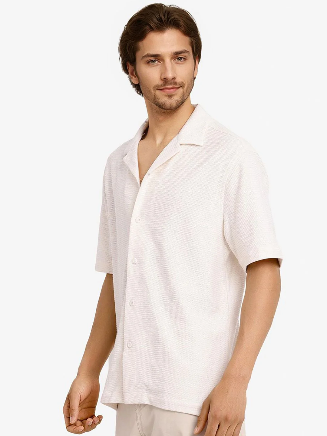 RARE RABBIT Men Comfort Cuban Collar Solid Cotton Boxy Casual Shirt - Image 5