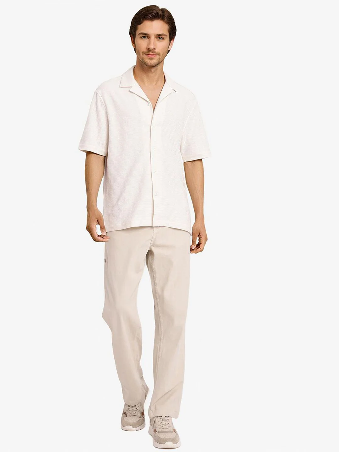 RARE RABBIT Men Comfort Cuban Collar Solid Cotton Boxy Casual Shirt - Image 6
