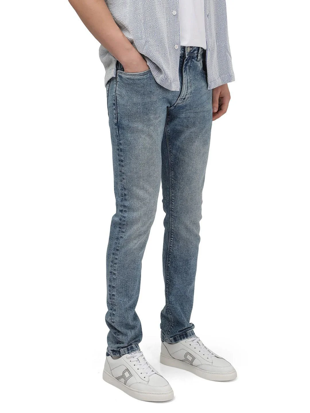 RARE RABBIT Men Comfort Fit Heavy Fade Stretchable Jeans - Image 2