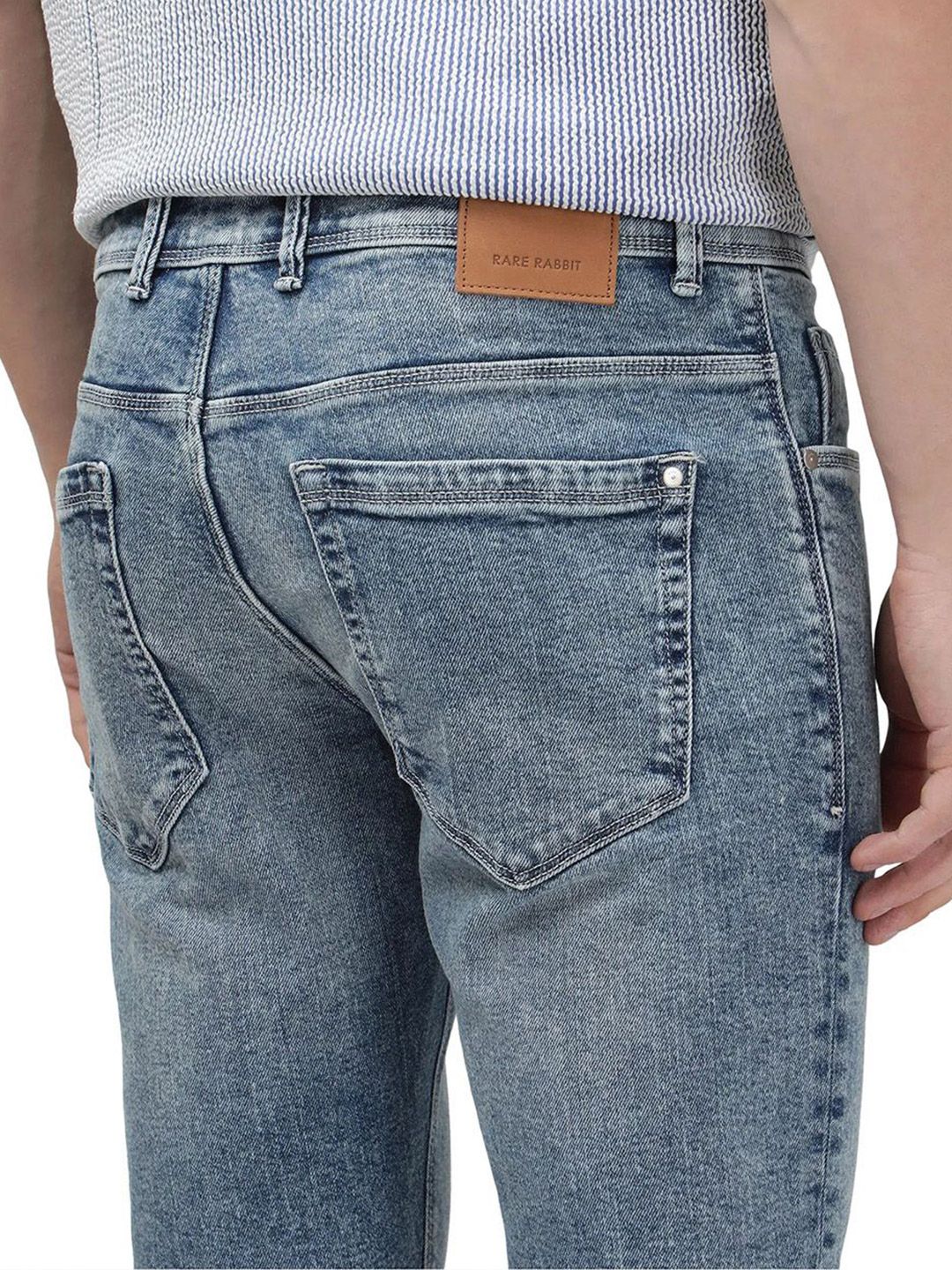 RARE RABBIT Men Comfort Fit Heavy Fade Stretchable Jeans - Image 7