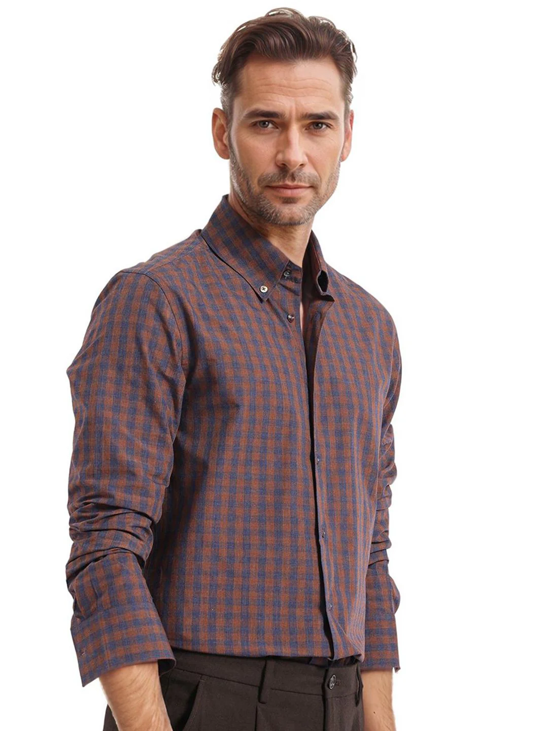 RARE RABBIT Men Comfort Spread Collar Checked Cotton Oversized Casual Shirt - Image 3
