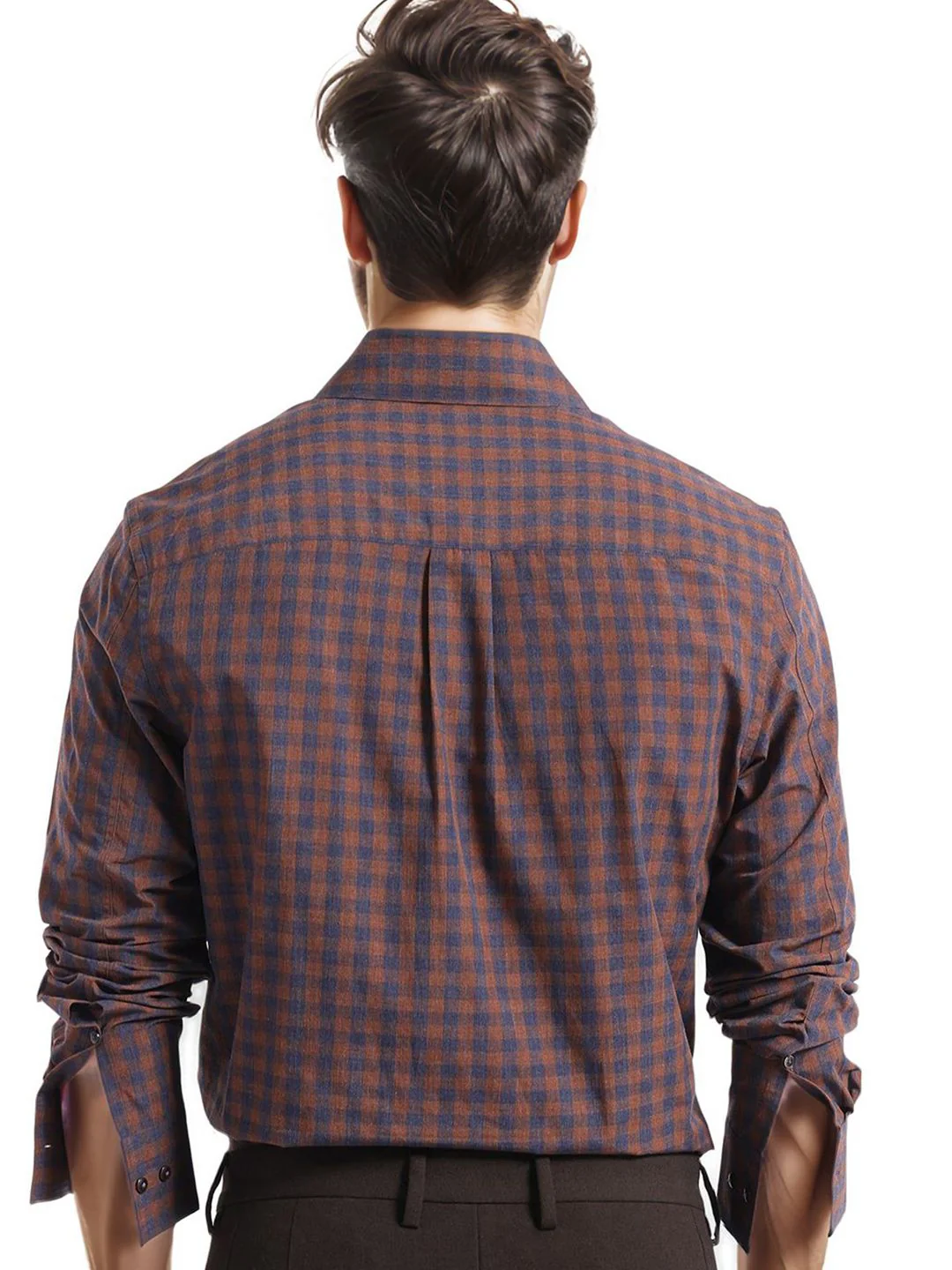 RARE RABBIT Men Comfort Spread Collar Checked Cotton Oversized Casual Shirt - Image 4