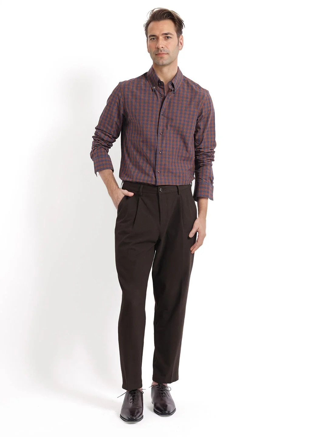 RARE RABBIT Men Comfort Spread Collar Checked Cotton Oversized Casual Shirt - Image 6