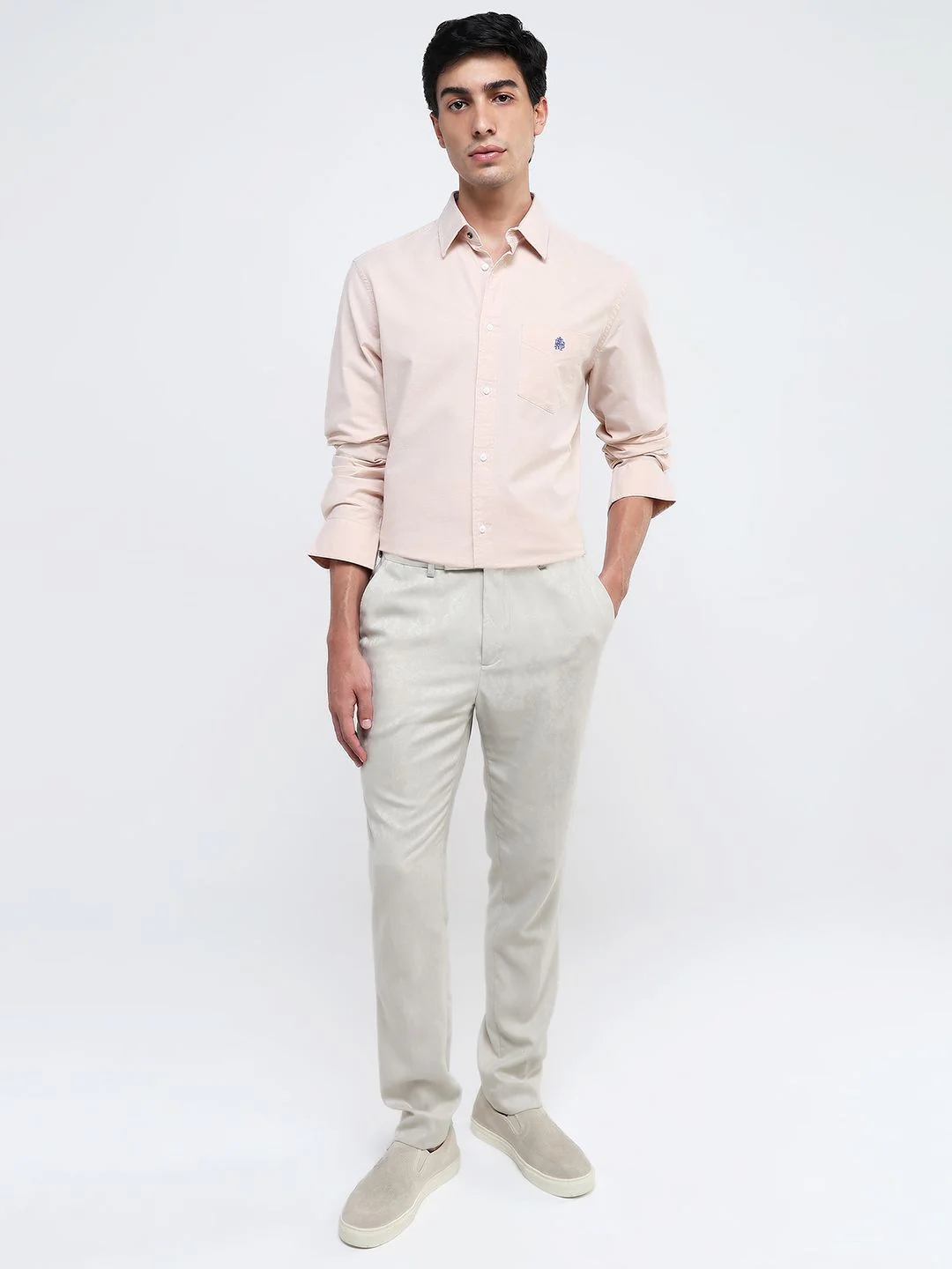 RARE RABBIT Men Comfort Spread Collar Solid Cotton Formal Shirt - Image 6