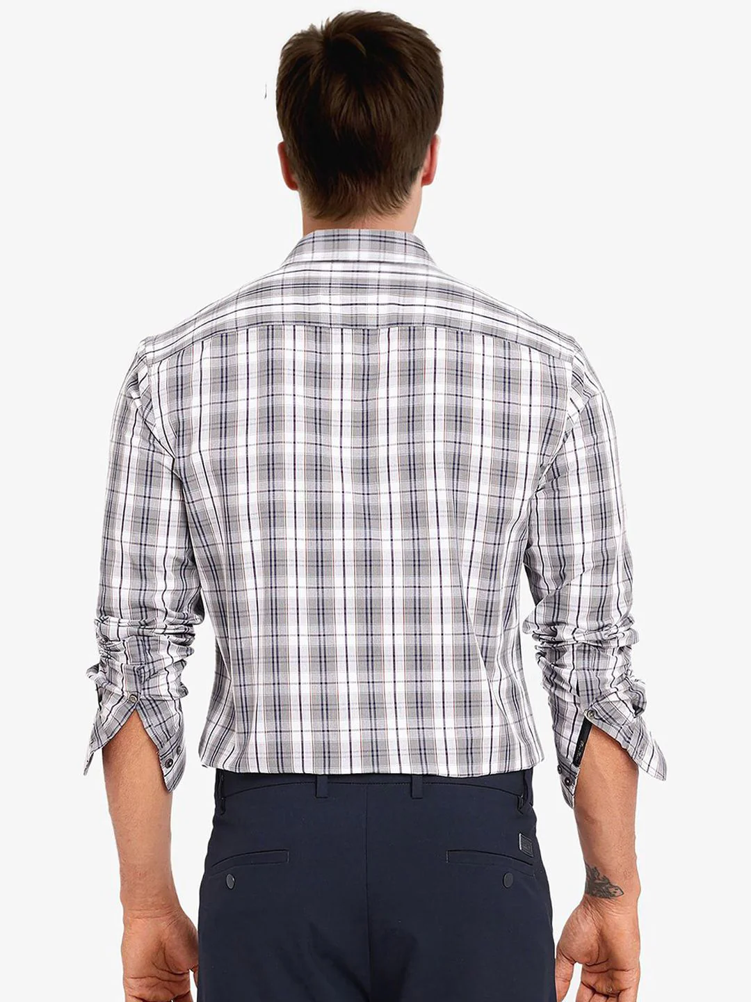 RARE RABBIT Men Comfort Spread Collar Tartan Checked Cotton Casual Shirt - Image 5