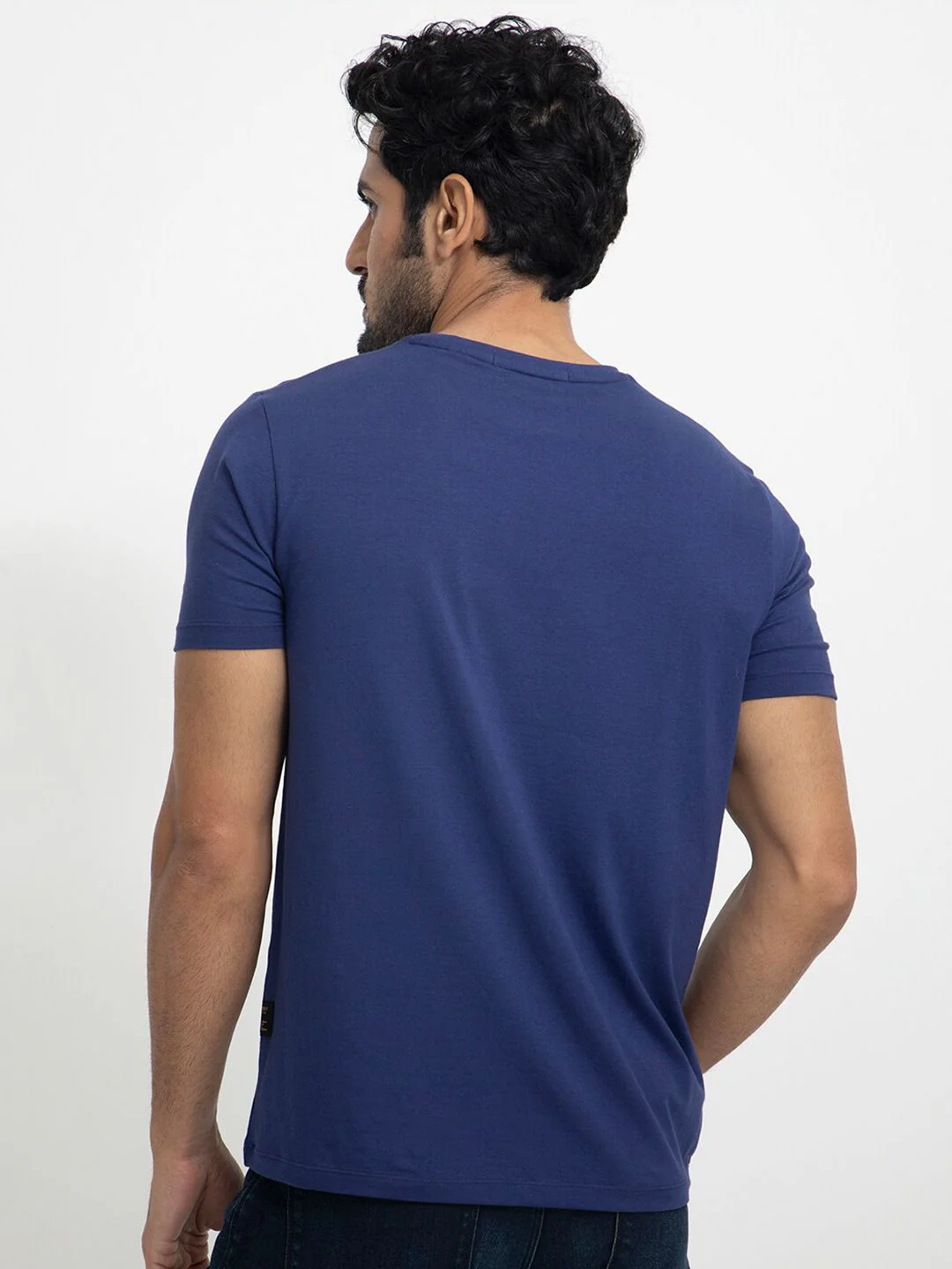 RARE RABBIT Men Cubana Graphic Printed Slim Fit Cotton T-Shirt - Image 5